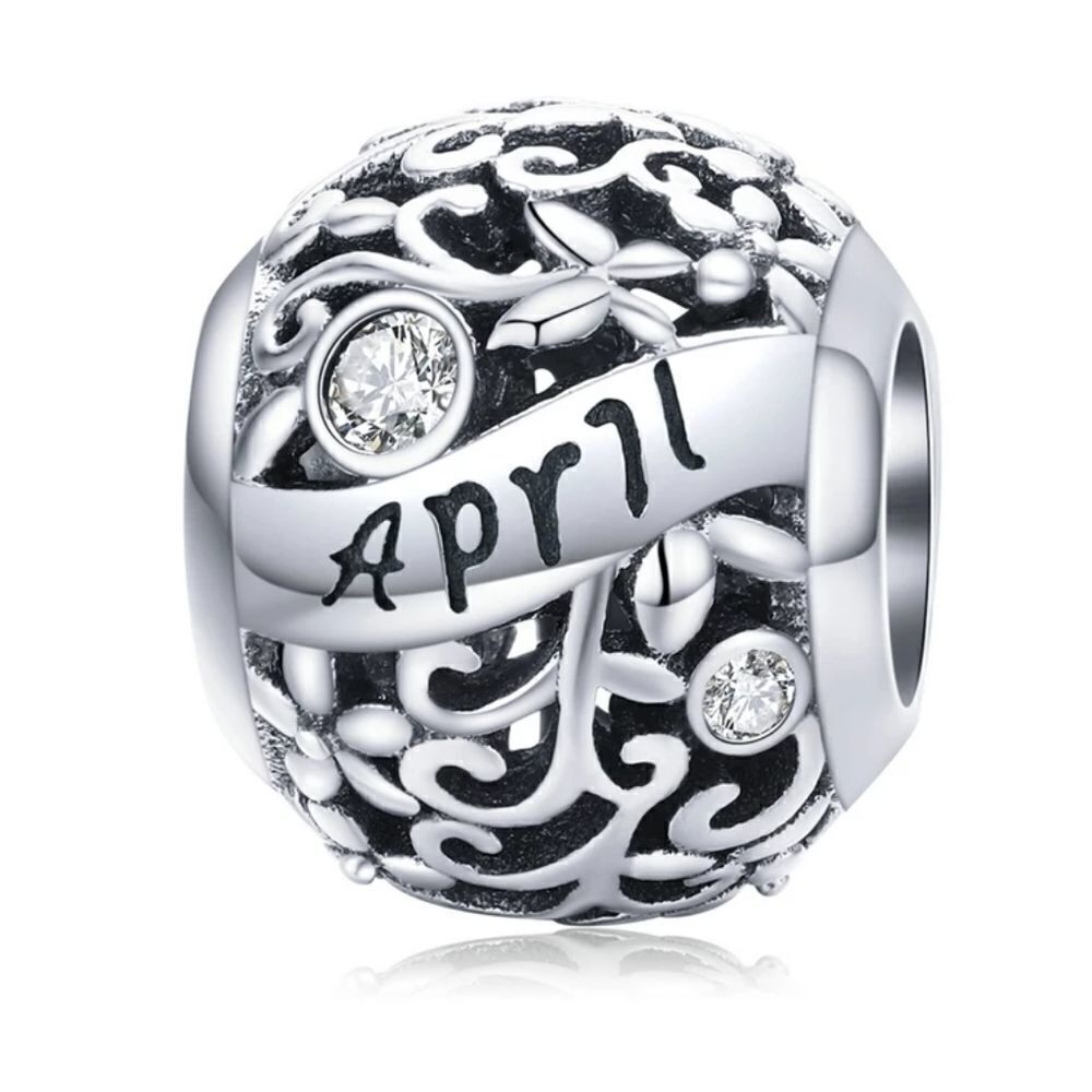 925 Silver April Birthstone Charm